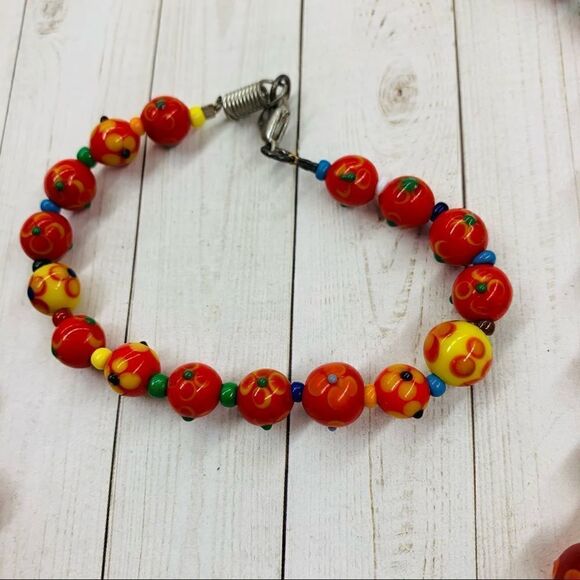 Art glass Beaded Necklace and Bracelet Set - Picture 3 of 3